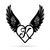 Heart with Angel Wings Monogram 18" X 18" / Black / K - RealSteel Center