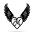 Heart with Angel Wings Monogram 18" X 18" / Black / M - RealSteel Center