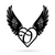 Heart with Angel Wings Monogram 18" X 18" / Black / O - RealSteel Center