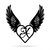 Heart with Angel Wings Monogram 18" X 18" / Black / X - RealSteel Center