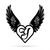 Heart with Angel Wings Monogram 18" X 18" / Black / Y - RealSteel Center