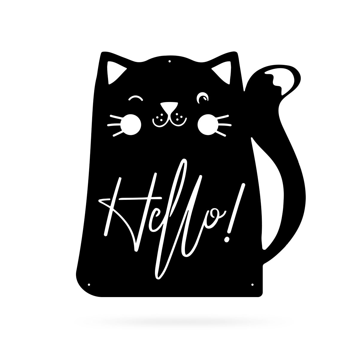 Hello Cat Wall Art 18" / Black - RealSteel Center