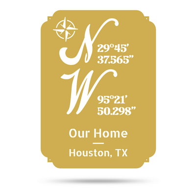 Home Coordinates Monogram 22"x16" / Gold - RealSteel Center