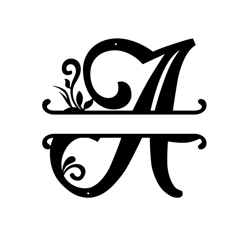 Initial Monogram Metal Sign Decor 14" / Black / A - RealSteel Center