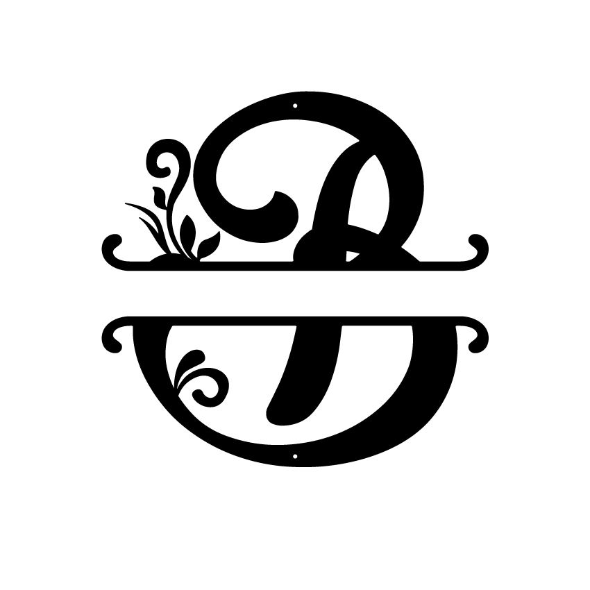 Initial Monogram Metal Sign Decor 14" / Black / B - RealSteel Center