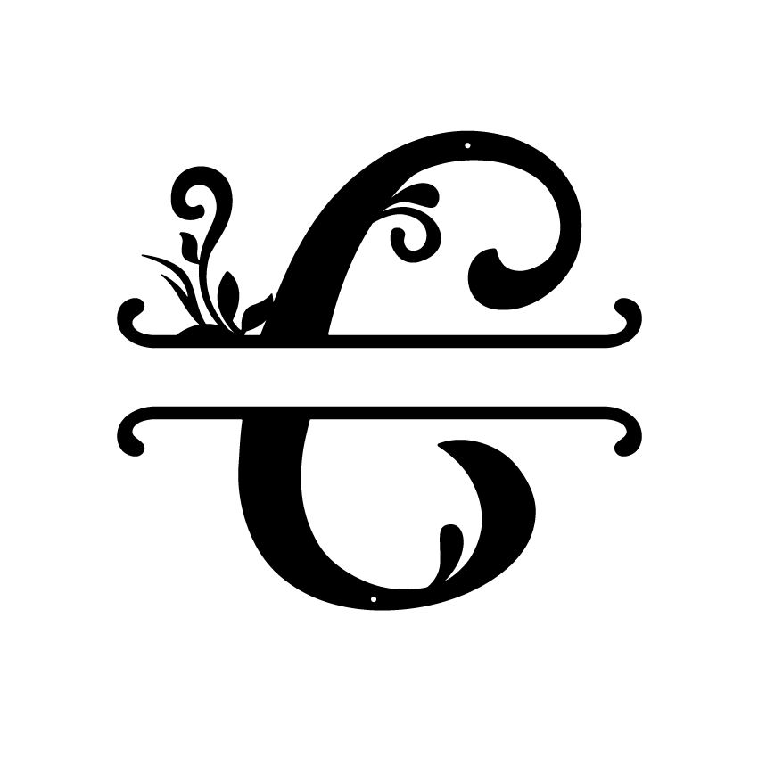 Initial Monogram Metal Sign Decor 14" / Black / C - RealSteel Center