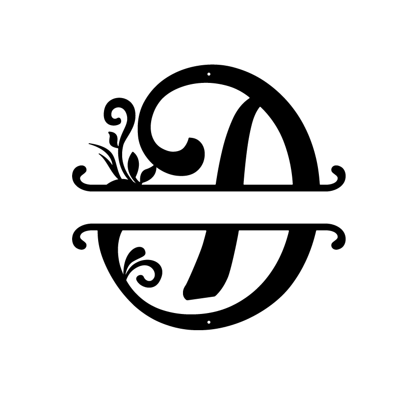 Initial Monogram Metal Sign Decor 14" / Black / D - RealSteel Center