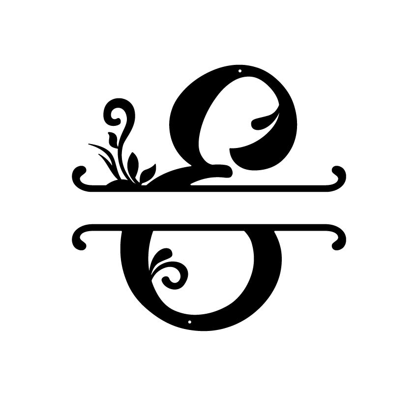 Initial Monogram Metal Sign Decor 14" / Black / E - RealSteel Center