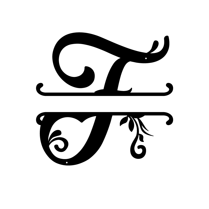 Initial Monogram Metal Sign Decor 14" / Black / F - RealSteel Center