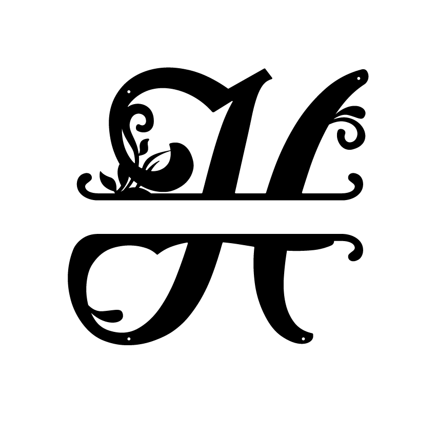 Initial Monogram Metal Sign Decor 14" / Black / H - RealSteel Center