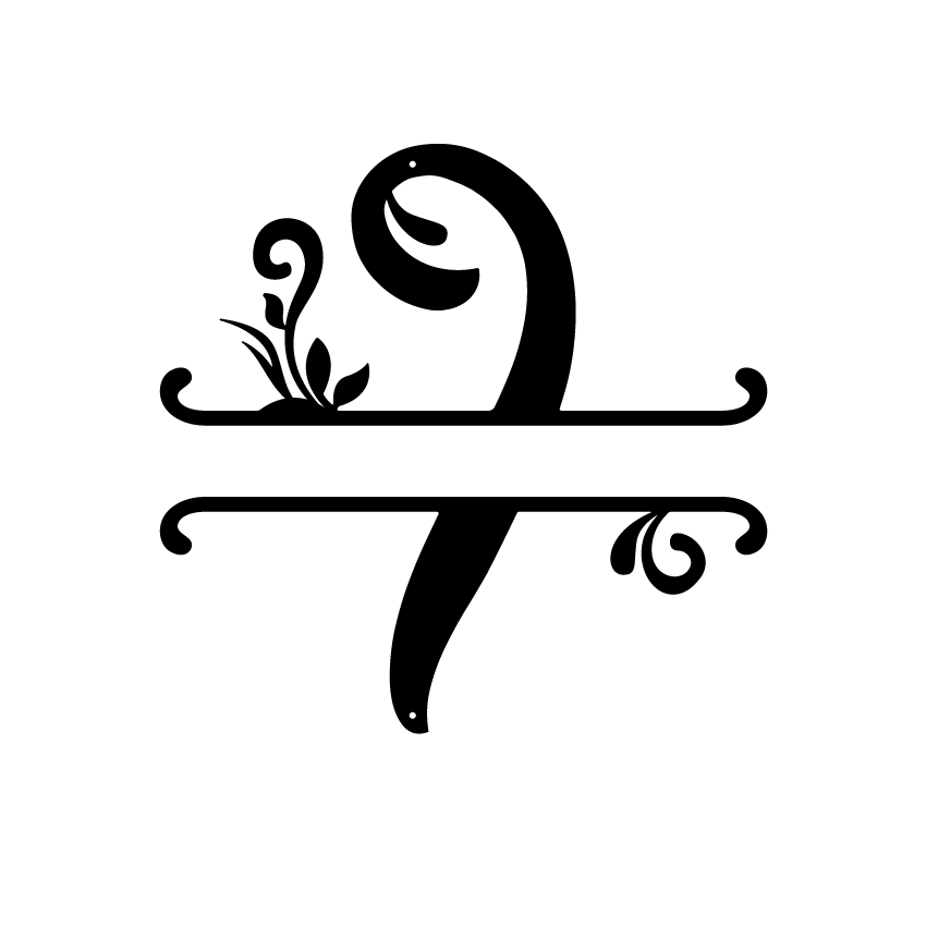 Initial Monogram Metal Sign Decor 14" / Black / I - RealSteel Center