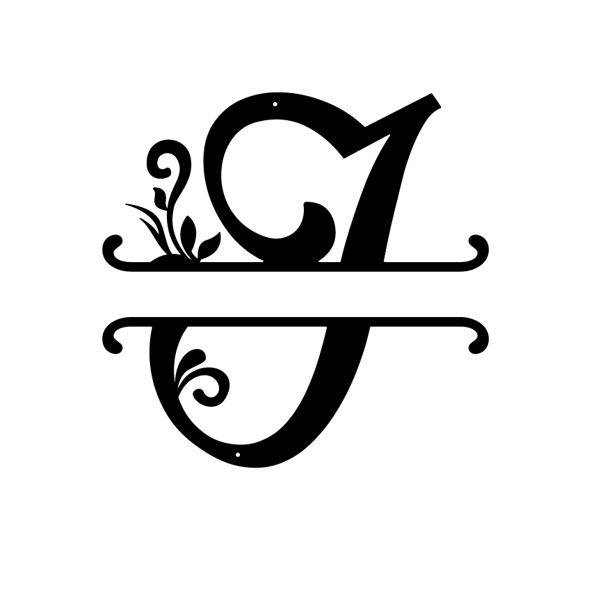 Initial Monogram Metal Sign Decor 14" / Black / J - RealSteel Center