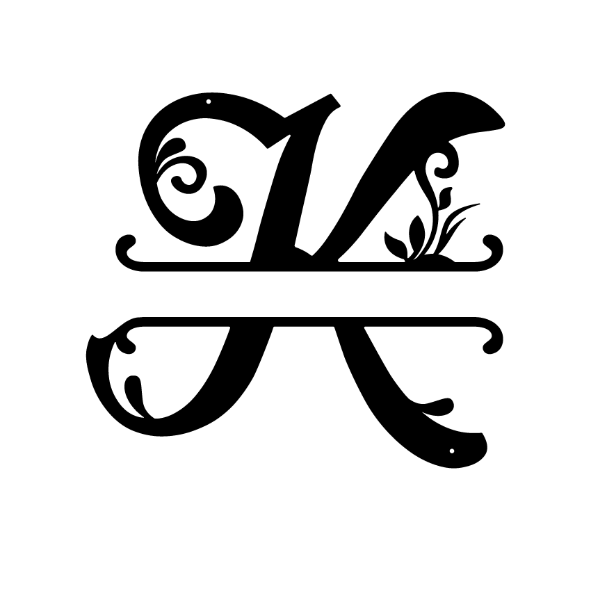 Initial Monogram Metal Sign Decor 14" / Black / K - RealSteel Center