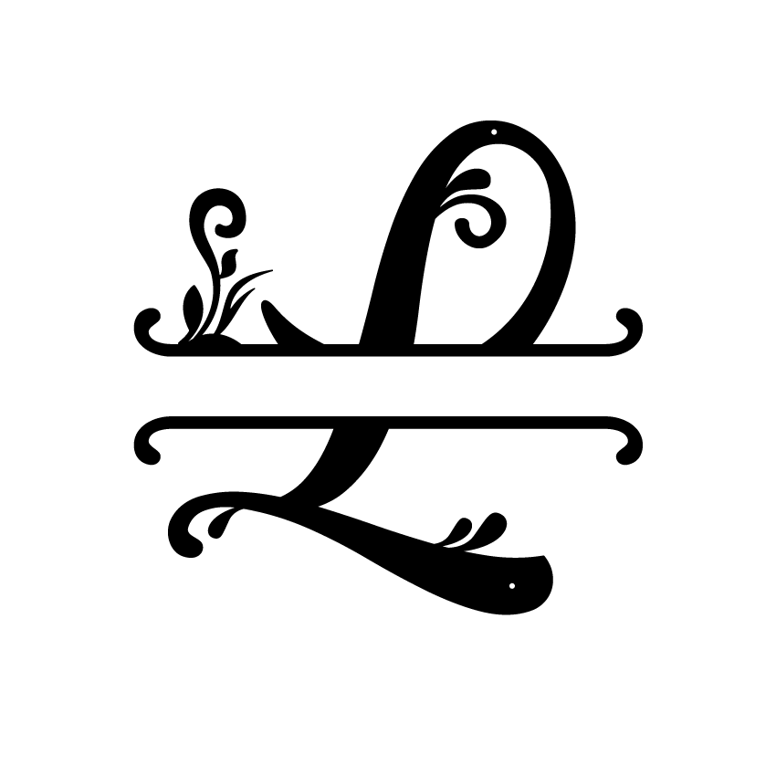 Initial Monogram Metal Sign Decor 14" / Black / L - RealSteel Center
