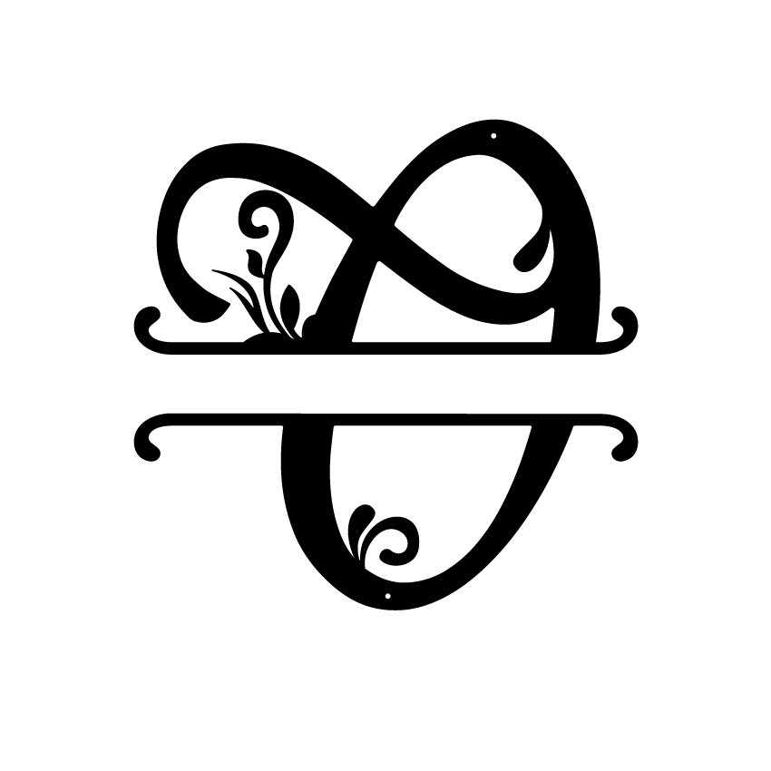 Initial Monogram Metal Sign Decor 14" / Black / O - RealSteel Center