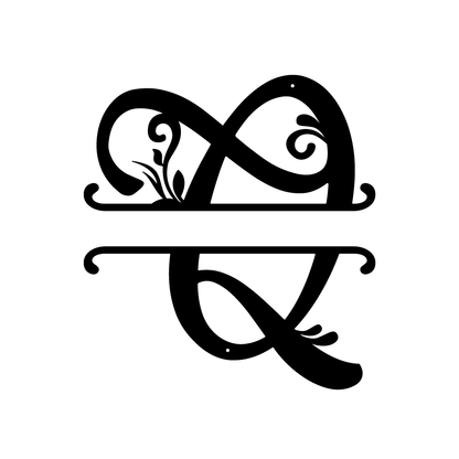 Initial Monogram Metal Sign Decor 14" / Black / Q - RealSteel Center