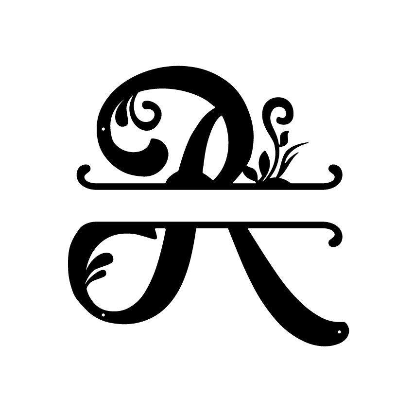 Initial Monogram Metal Sign Decor 14" / Black / R - RealSteel Center