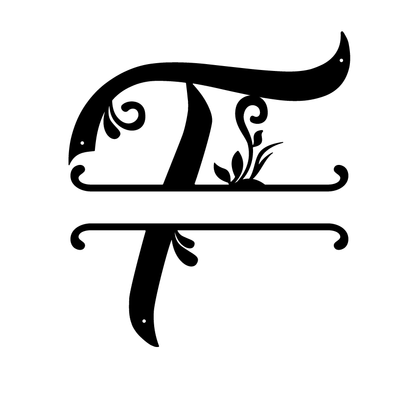 Initial Monogram Metal Sign Decor 14" / Black / T - RealSteel Center