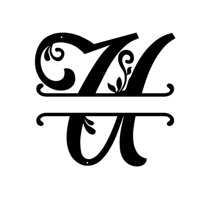 Initial Monogram Metal Sign Decor 14" / Black / U - RealSteel Center