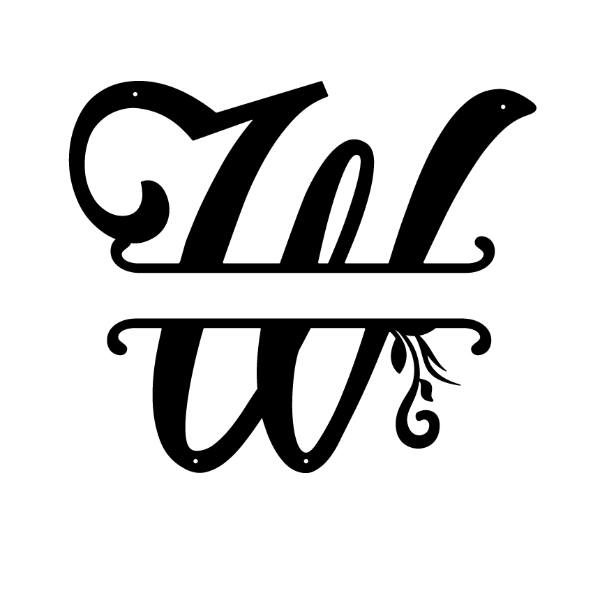 Initial Monogram Metal Sign Decor 14" / Black / W - RealSteel Center