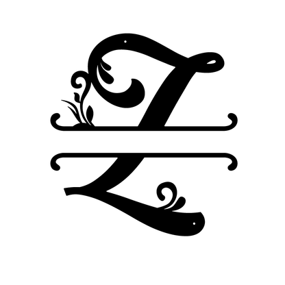 Initial Monogram Metal Sign Decor 14" / Black / Z - RealSteel Center