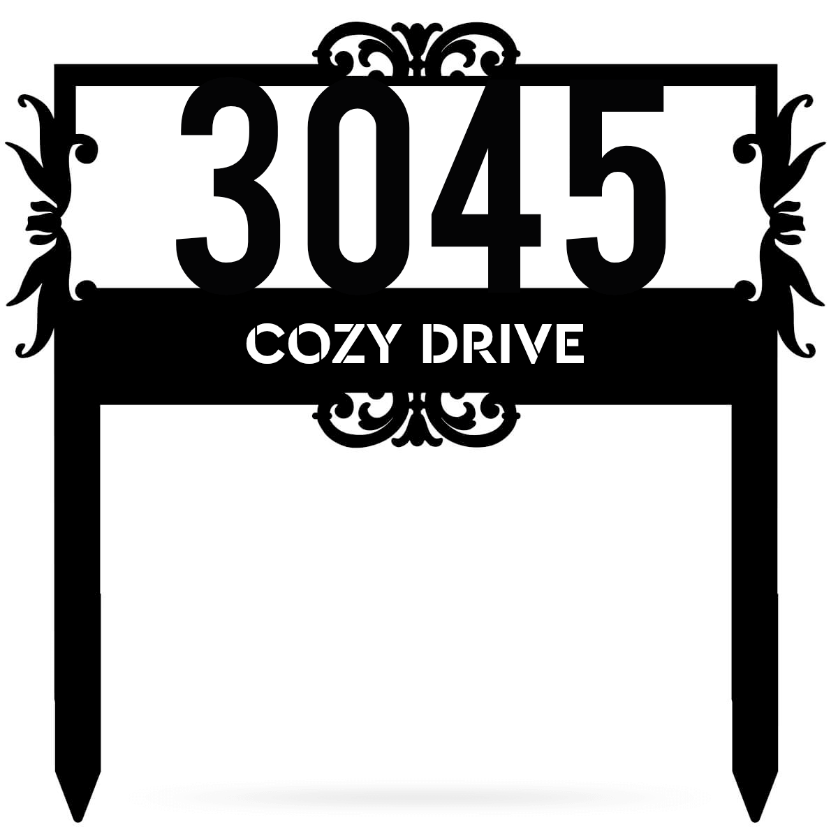 Lawn Address Monogram – Personalized and Practical Address Sign 24"x24" / Black - RealSteel Center