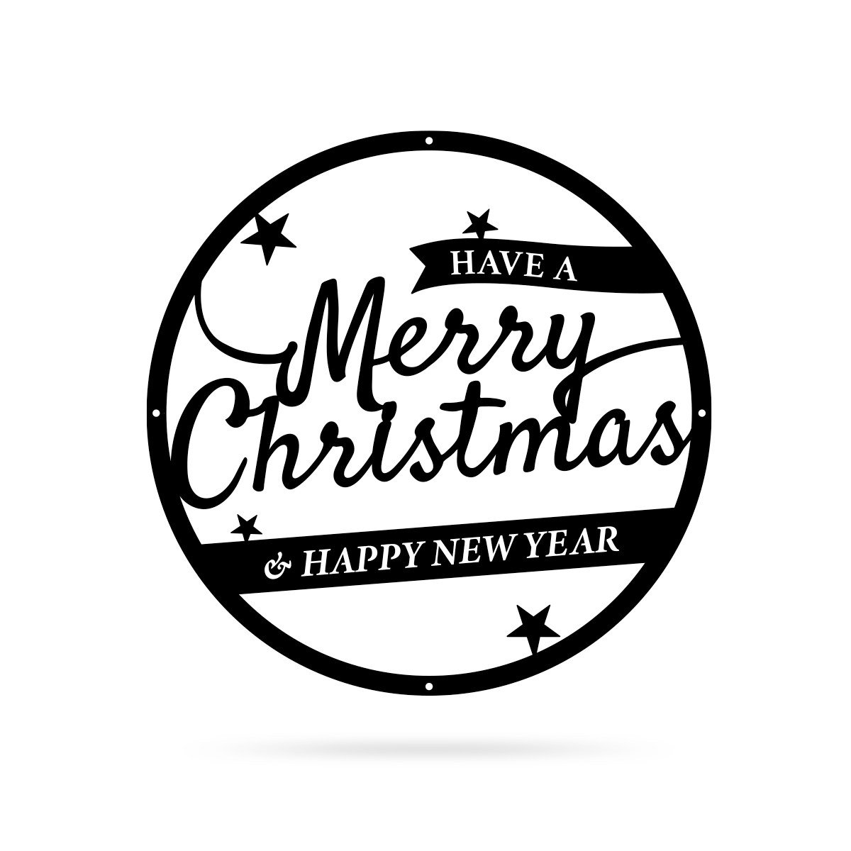 Merry Christmas Holiday Steel Sign Type 3 / Black / 16" - RealSteel Center