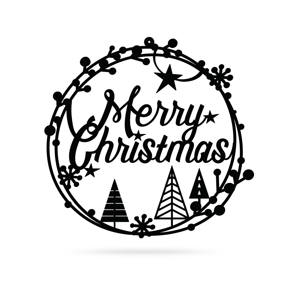Merry Christmas Holiday Steel Sign Type 1 / Black / 16" - RealSteel Center