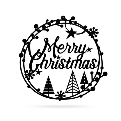 Merry Christmas Holiday Steel Sign Type 1 / Black / 16" - RealSteel Center