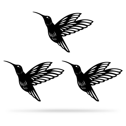 Hummingbird Wall Art 6"x9" / Black / 3 Bird Pack - RealSteel Center