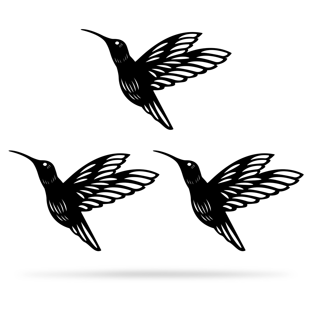 Humming Bird Wall Art 6"x9" / Black / 3 Bird Pack - RealSteel Center