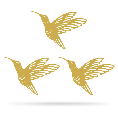 Hummingbird Wall Art 6"x9" / Gold / 3 Bird Pack - RealSteel Center