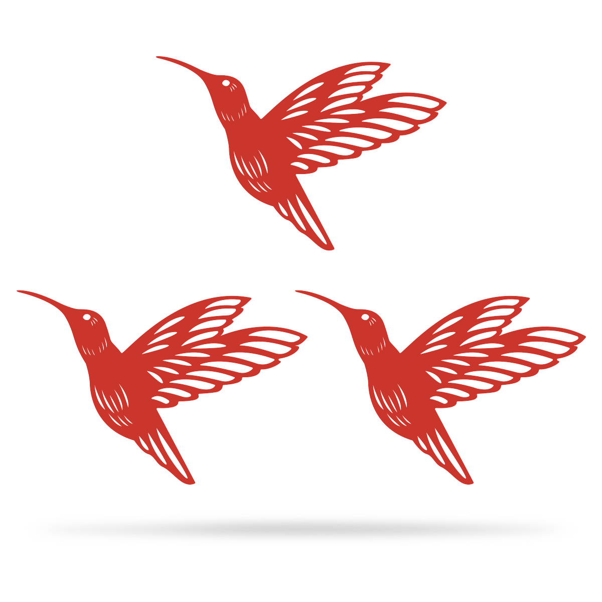 Hummingbird Wall Art 6"x9" / Red / 3 Bird Pack - RealSteel Center