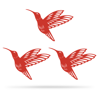 Hummingbird Wall Art 6"x9" / Red / 3 Bird Pack - RealSteel Center