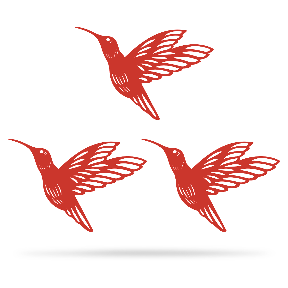 Humming Bird Wall Art 6"x9" / Red / 3 Bird Pack - RealSteel Center