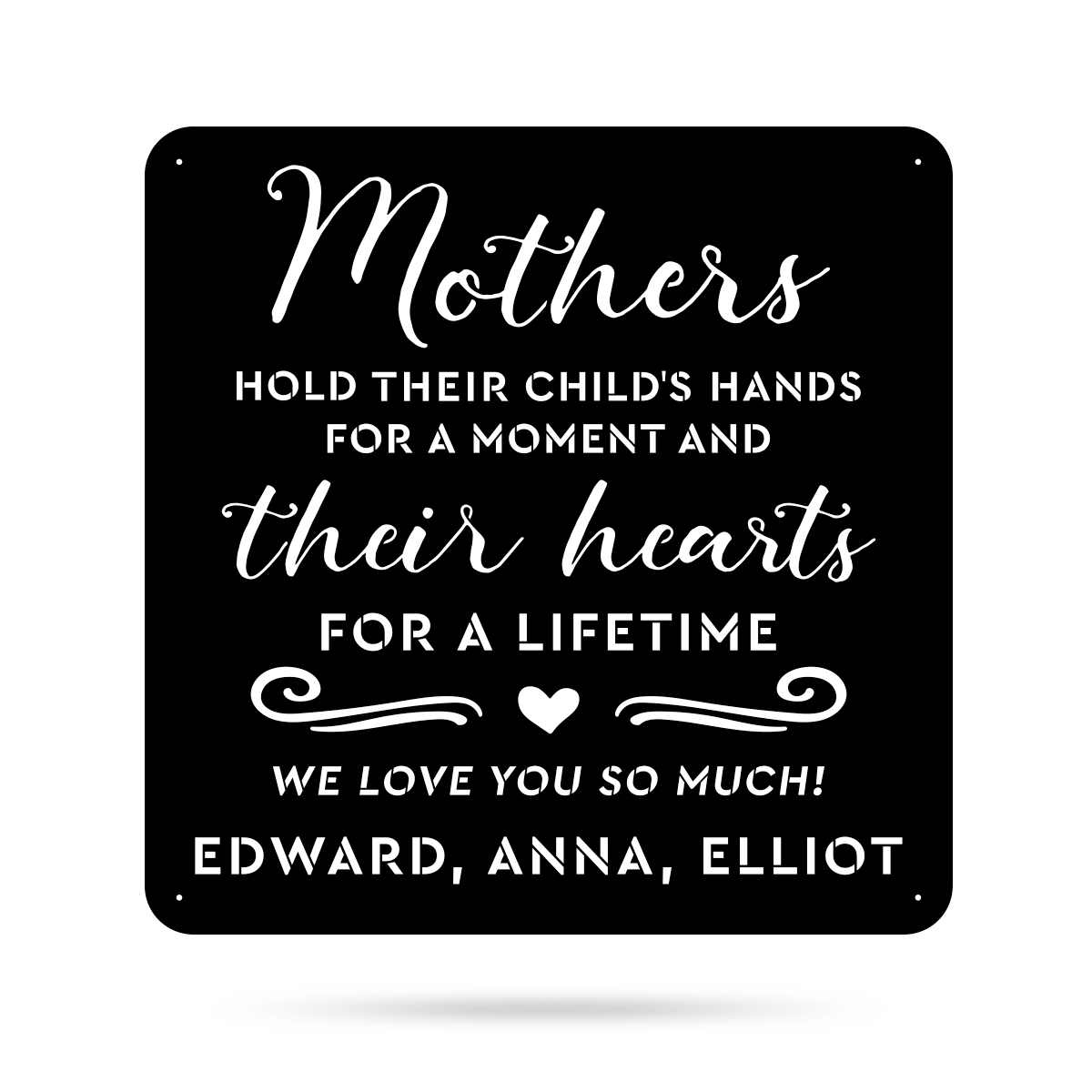 Mothers Hold Their Child's Hearts Wall Art 24" / Black - RealSteel Center