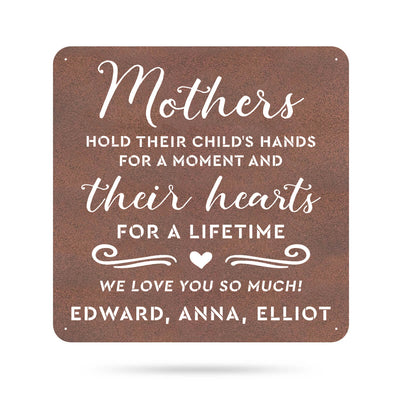 Mothers Hold Their Child's Hearts Wall Art 24" / Rust - RealSteel Center