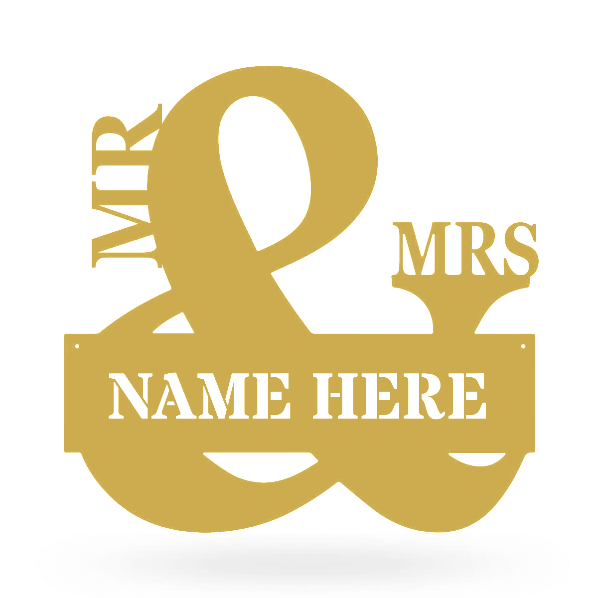 Mr & Mrs Monogram - Personalized Metal Name Sign - Custom Wedding Gift 20"x20" / Gold - RealSteel Center