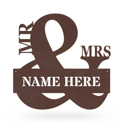 Mr & Mrs Monogram - Personalized Metal Name Sign - Custom Wedding Gift 20"x20" / Penny Vein - RealSteel Center