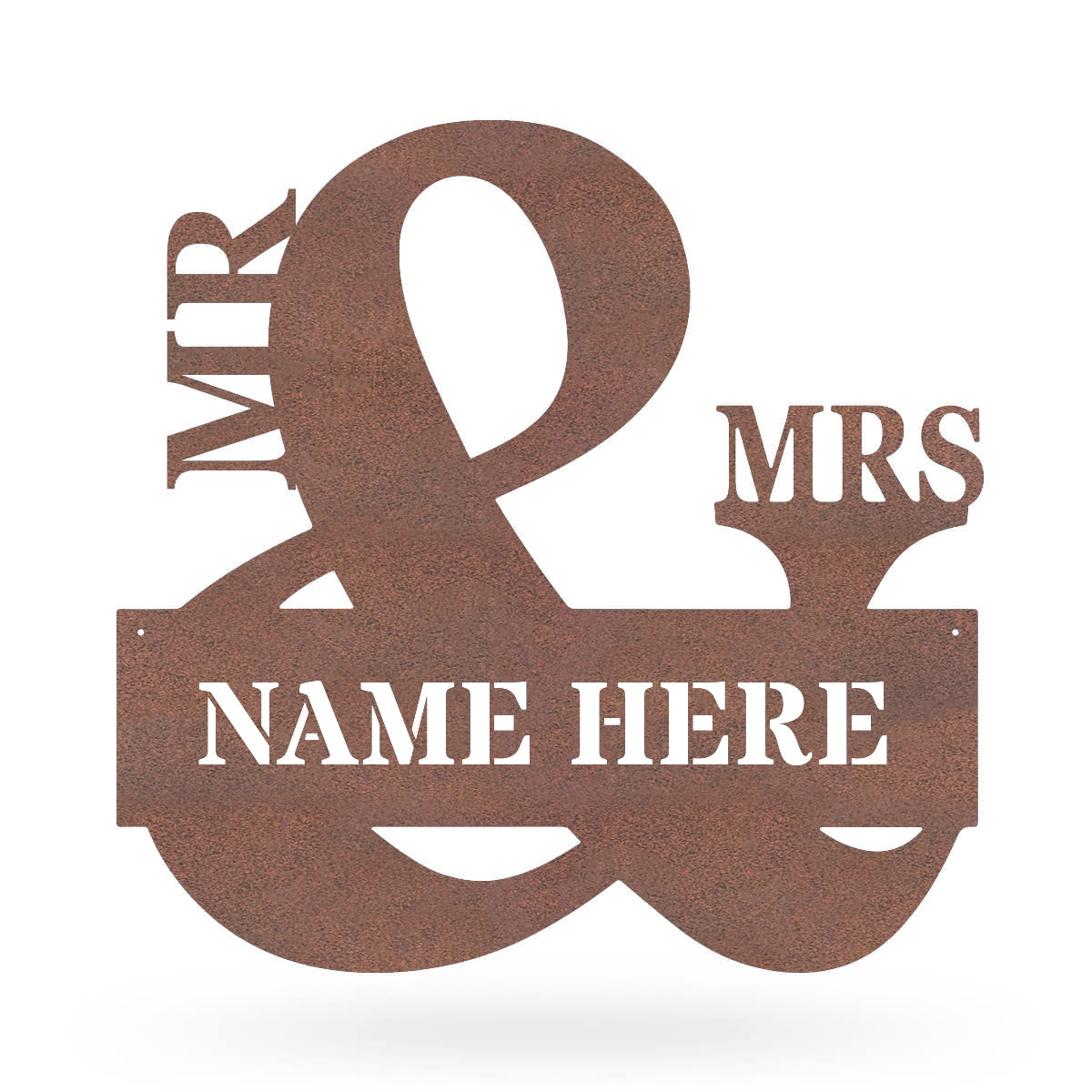 Mr & Mrs Monogram - Personalized Metal Name Sign - Custom Wedding Gift 20"x20" / Rust - RealSteel Center
