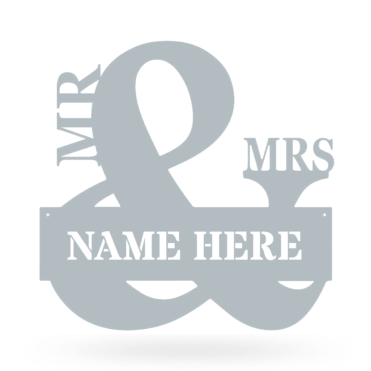 Mr & Mrs Monogram - Personalized Metal Name Sign - Custom Wedding Gift 20"x20" / Textured Silver - RealSteel Center