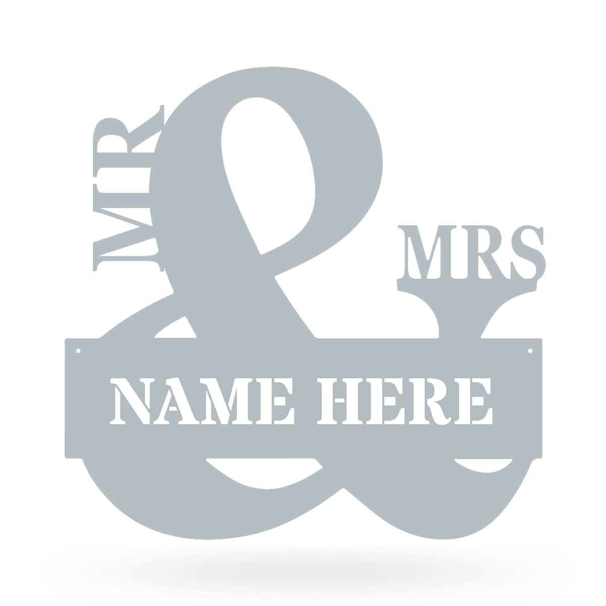 Mr & Mrs Monogram 20"x20" / Textured Silver - RealSteel Center