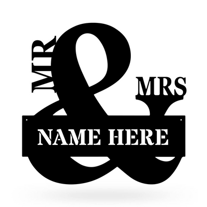 Mr & Mrs Monogram - Personalized Metal Name Sign - Custom Wedding Gift 20"x20" / Black - RealSteel Center