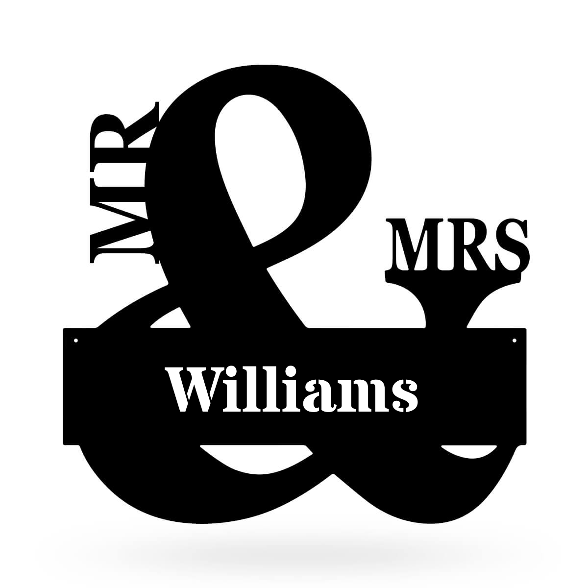 Mr & Mrs Monogram - Personalized Metal Name Sign - Custom Wedding Gift - RealSteel Center