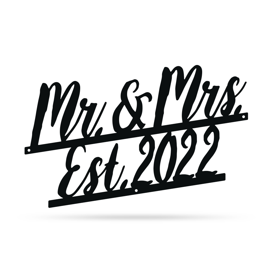 Mr and Mrs Wall Décor 2022 - 10"x15" / Black - RealSteel Center