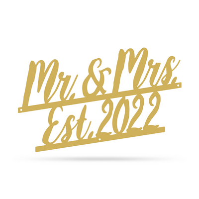 Mr and Mrs Wall Décor 2022 - 10"x15" / Gold - RealSteel Center