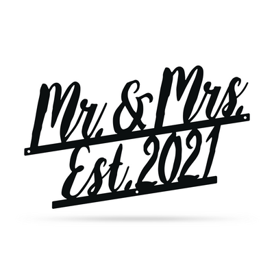 Mr and Mrs Wall Décor 2021 - 10"x15" / Black - RealSteel Center
