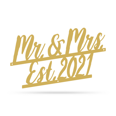 Mr and Mrs Wall Décor 2021 - 10"x15" / Gold - RealSteel Center