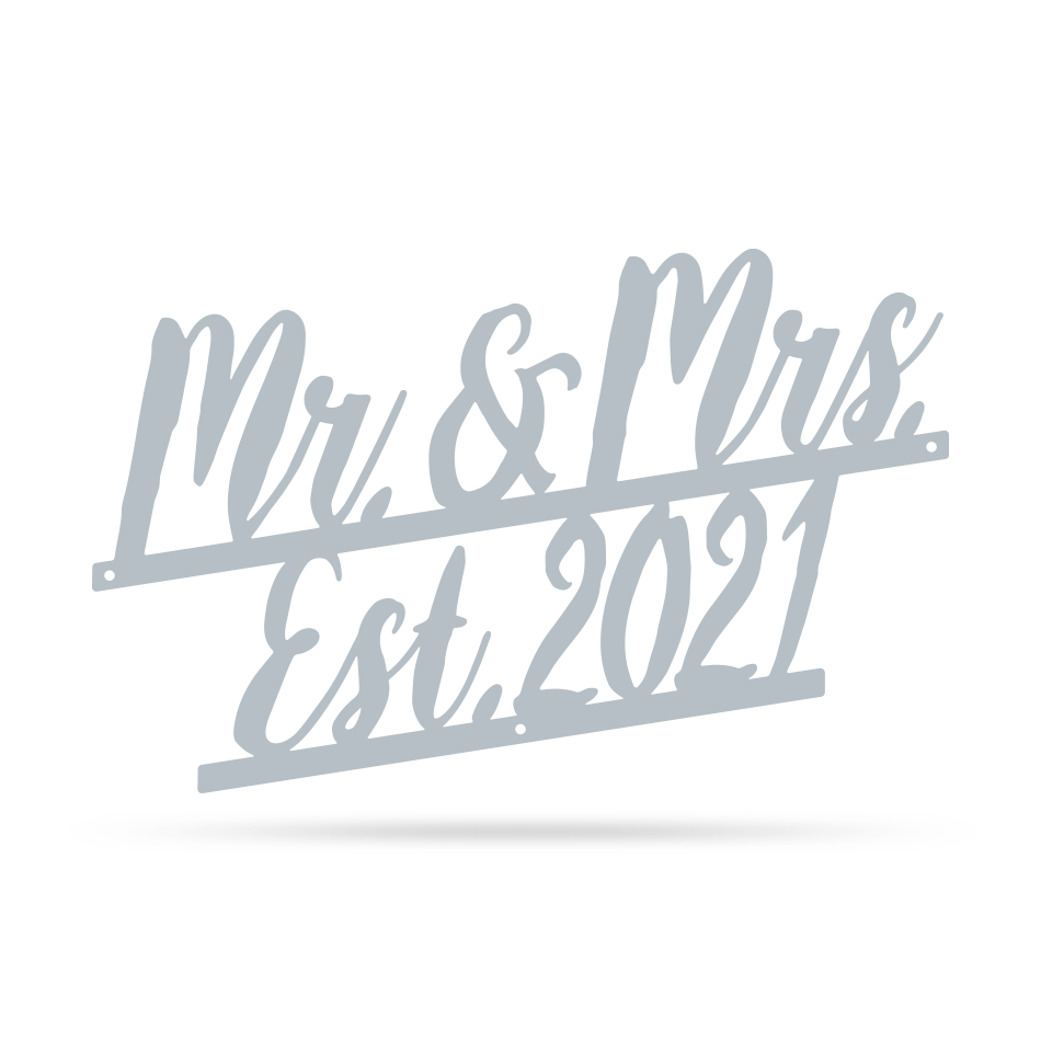 Mr and Mrs Wall Décor 2021 - 10"x15" / Textured Silver - RealSteel Center