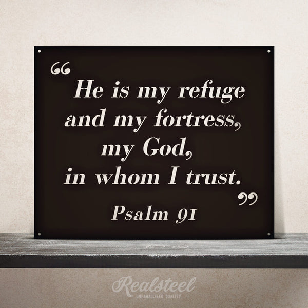 Bible Quote Wall Sign Psalms 91-20"x16" / Black - RealSteel Center